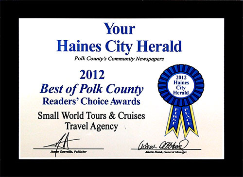 Small World Tours & Cruises - Polk County Harold award